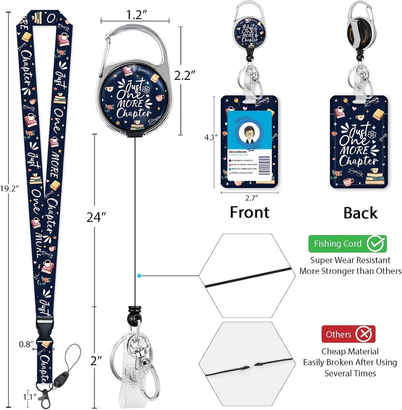 GIANCOMICS Book Lover Lanyards for Id Badges, Readers ID Badge Holder with Retractable Reel, Funny Teacher Lanyard with Keychain Clip Name Tag Card Holder for Women Gift - Image 5